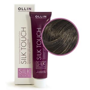 Безаммиачный стойкий краситель Ollin Silk Touch 4/1 шатен пепельный 60 мл