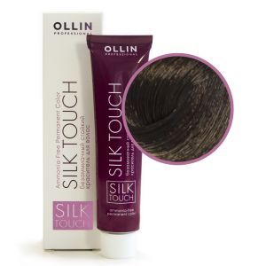 Безаммиачный стойкий краситель Ollin Silk Touch 4/71 шатен коричнево-пепельный 60 мл